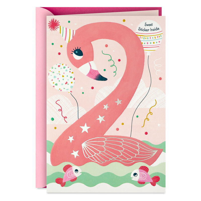 2nd-Birthday-Card-for-Girl-With-Flamingo-Sticker_499HKB6509_01