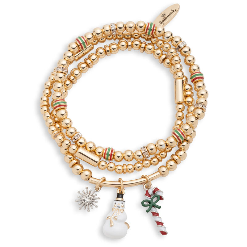 3-Gold-Bead-Stretch-Bracelets-With-Holiday-Charms_39B00055_01