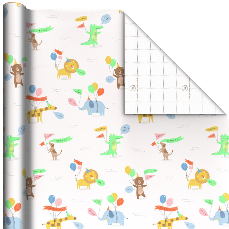 Baby-Animals-and-Balloons-on-White-Gift-Wrap-Roll_549EJR6465_01