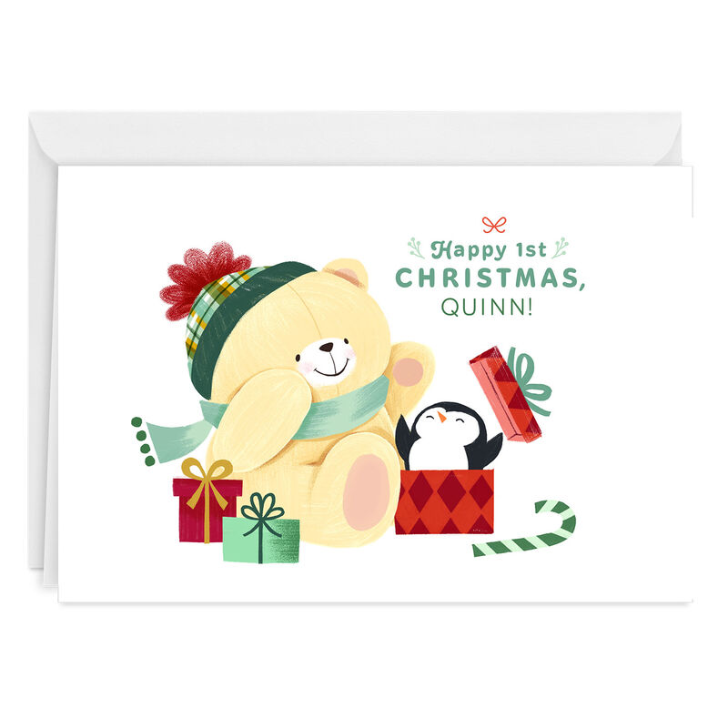 Bear-Penguin-With-Gifts-Babys-1st-Christmas-Card_2PGM4351_01