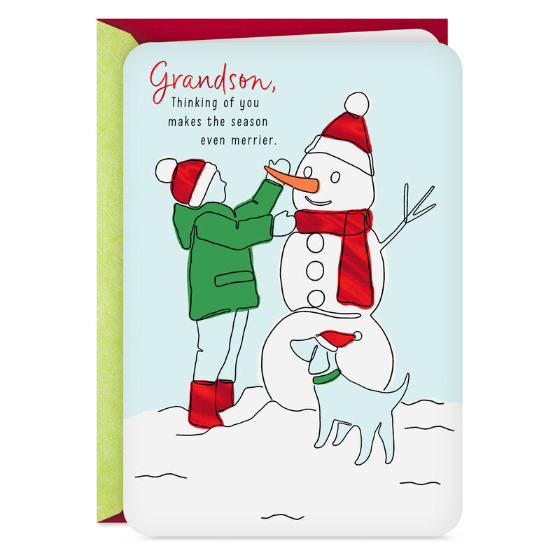Boy-and-Snowman-Christmas-Card-for-Grandson_399XZH1595_01
