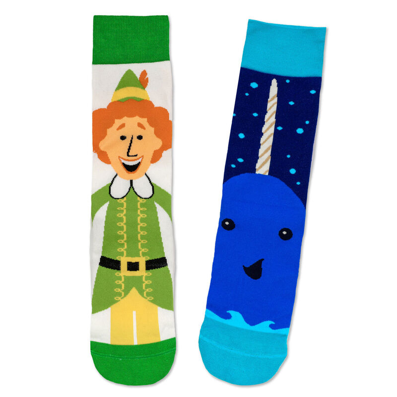 Buddy-the-Elf-and-Narwhal-Christmas-Socks_1XKT9047_01