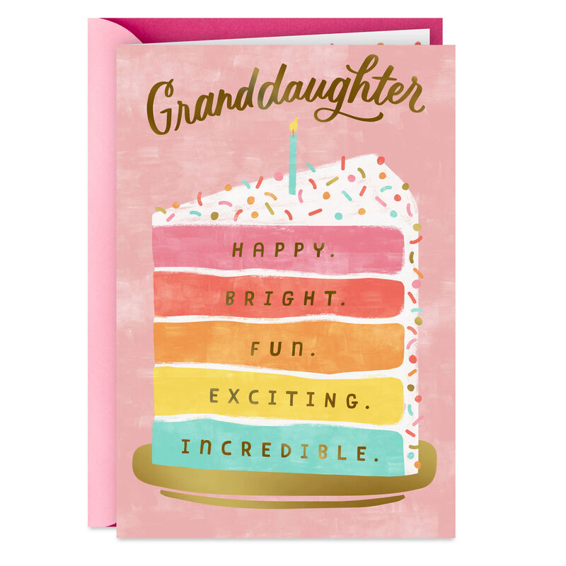 Cake-With-Rainbow-Layers-Granddaughter-Birthday-Card_299HKB6418_01