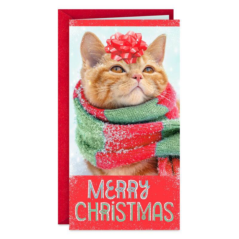 Cat-in-Scarf-and-Bow-Christmas-Money-Holder-Card_99XMH1014_01