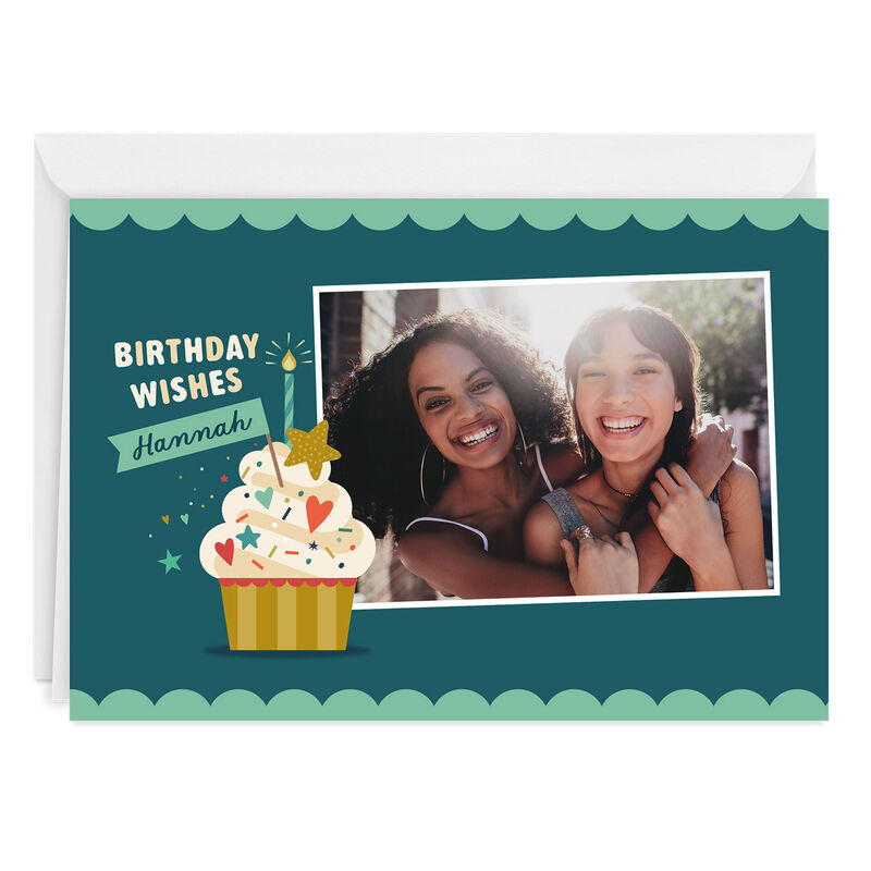 Cupcake-Photo-on-Teal-Personalized-Birthday-Card_2PGM4602_01