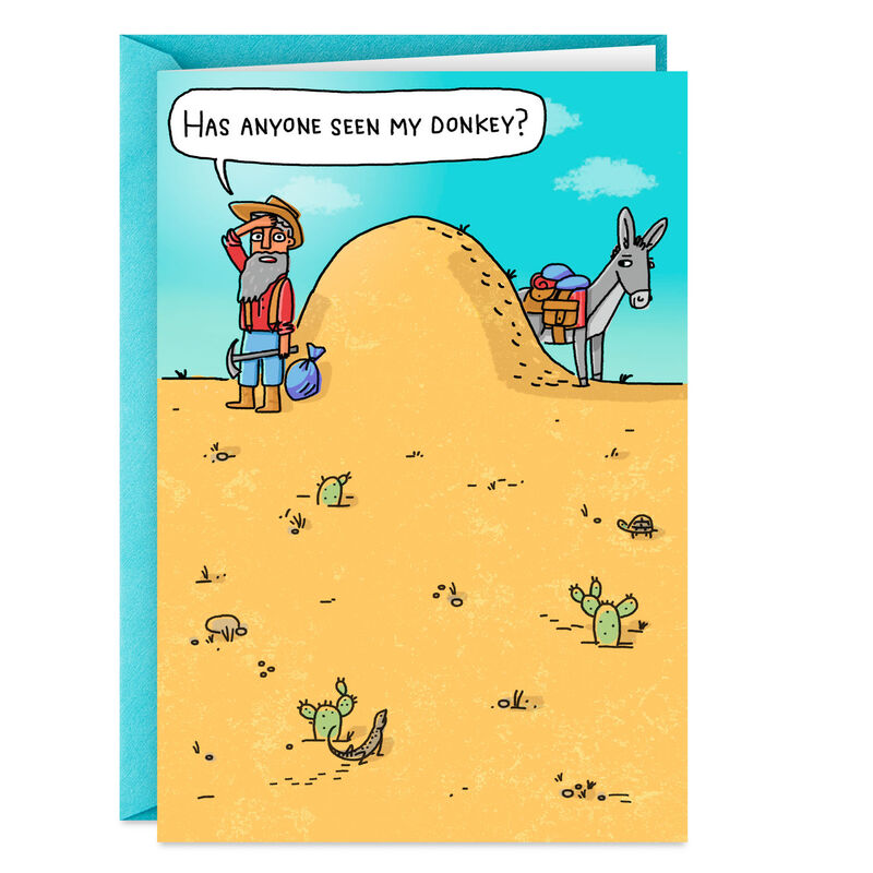 Donkey-and-Miner-in-Desert-Funny-Birthday-Card_449ZZB9482_01