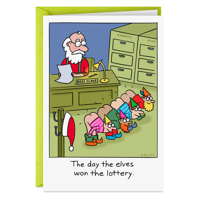 Elves-Mooning-Santa-Funny-Christmas-Card_349ZX3091_01