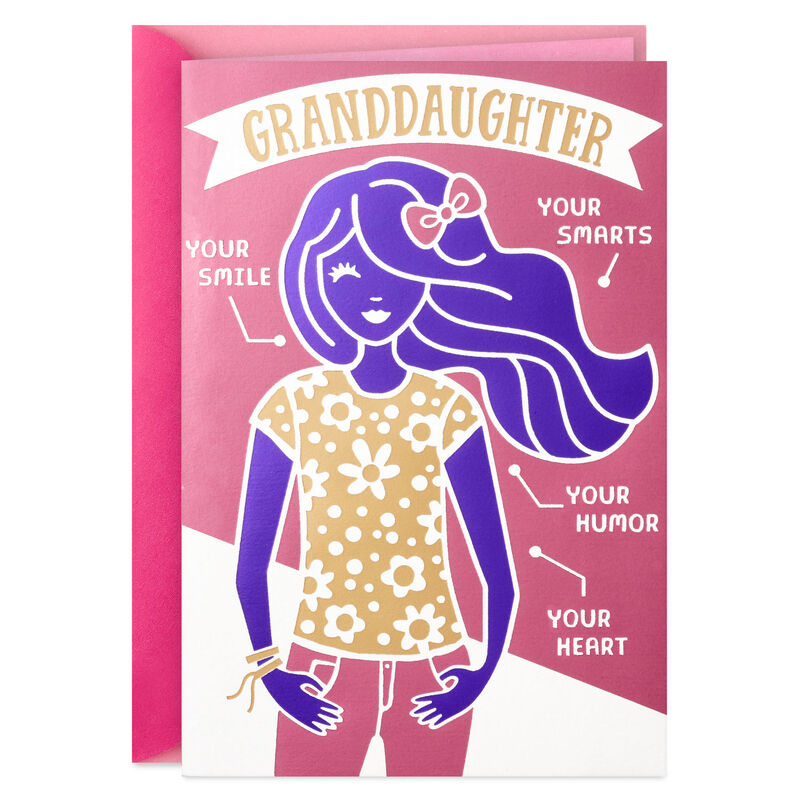Girl-in-Floral-Tee-Granddaughter-Birthday-Card_499HKB9363_01
