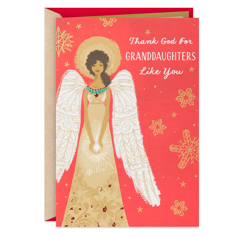 Gold-Angel-on-Red-Christmas-Card-for-Granddaughter_459XZH3732_01