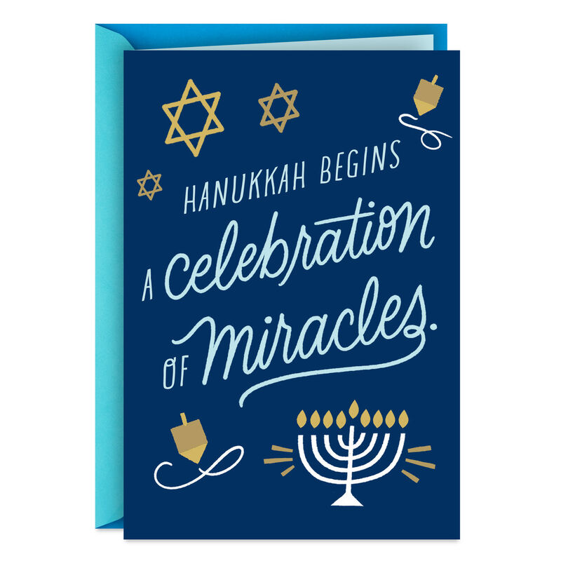 Gold-Menorah-and-Dreidels-on-Blue-Hanukkah-Card_299CH2075_01