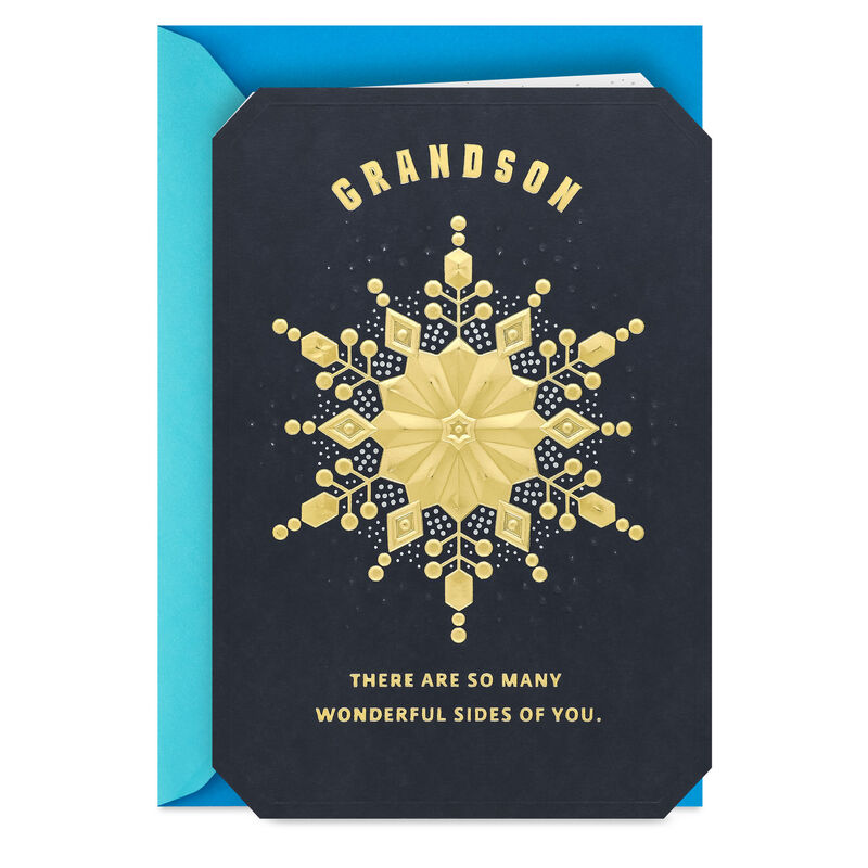 Gold-Snowflake-on-Navy-Christmas-Card-for-Grandson_559XZH5136_01