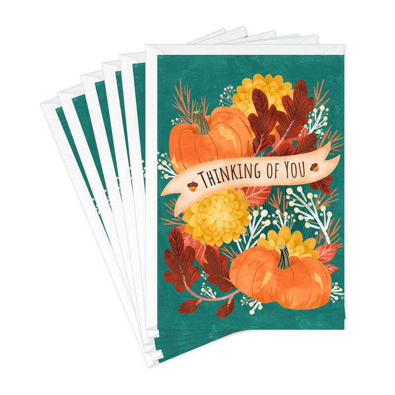 Harvest-Arrangement-on-Teal-Thanksgiving-Card-Pack_699THC2043_01