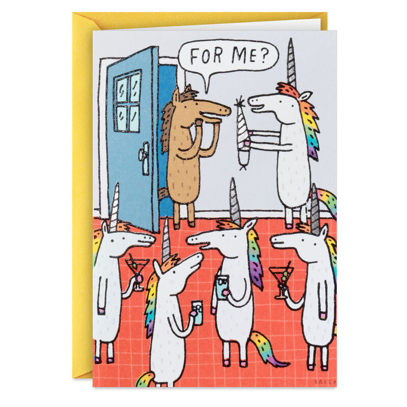 Horse-and-Unicorns-at-Party-Funny-Birthday-Card_449ZZB9866_01