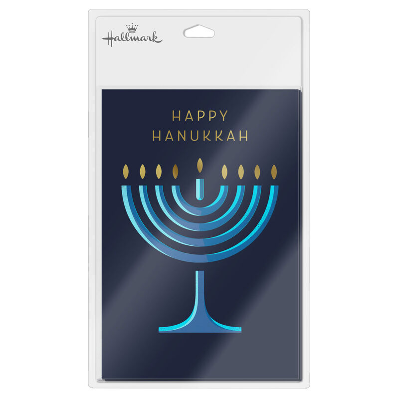Menorah-on-Blue-Hanukkah-Card-Pack_699CCH1006_01