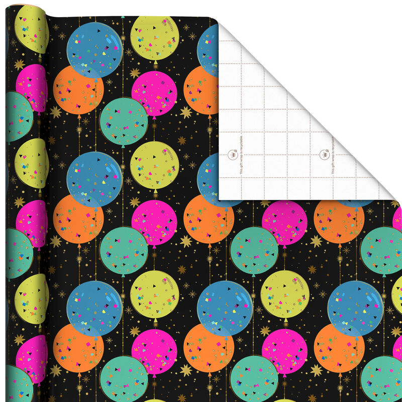 Neon-Balloons-and-Confetti-on-Black-Gift-Wrap_549EJR6454_01