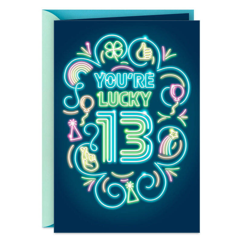 Neon-Luck-Signs-13th-Birthday-Card_299HBD5320_01