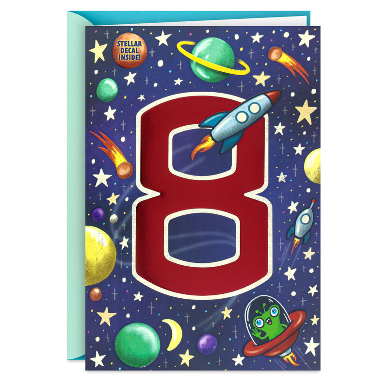 Outer-Space-8th-Birthday-Card-With-Alien-Decal_499HKB6513_01