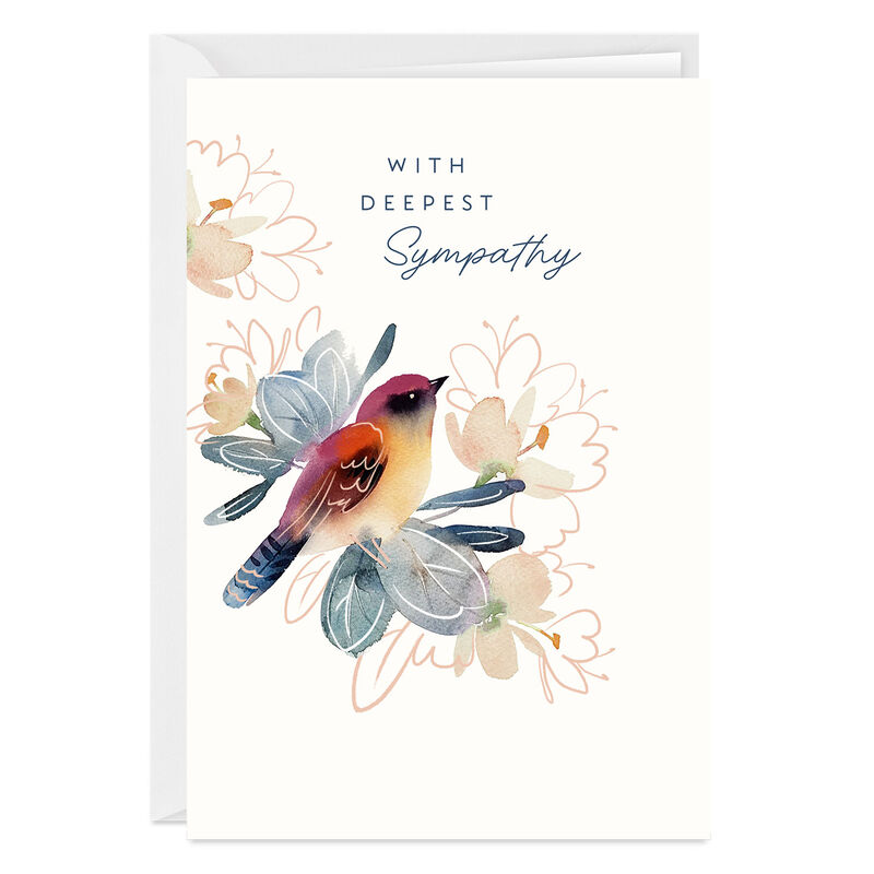 Painted-Bird-Flowers-Personalized-Sympathy-Card_2PGM4508_01