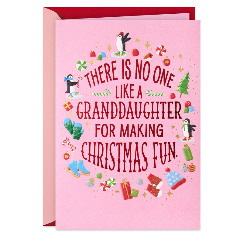 Penguins-on-Pink-Christmas-Card-for-Granddaughter_599XKD7102_01