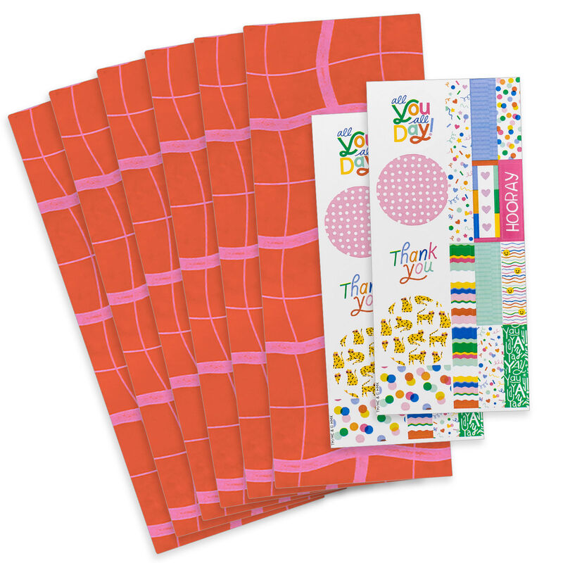 Pink-and-Red-Plaid-Tissue-Paper-With-Stickers_299TIS3607_01