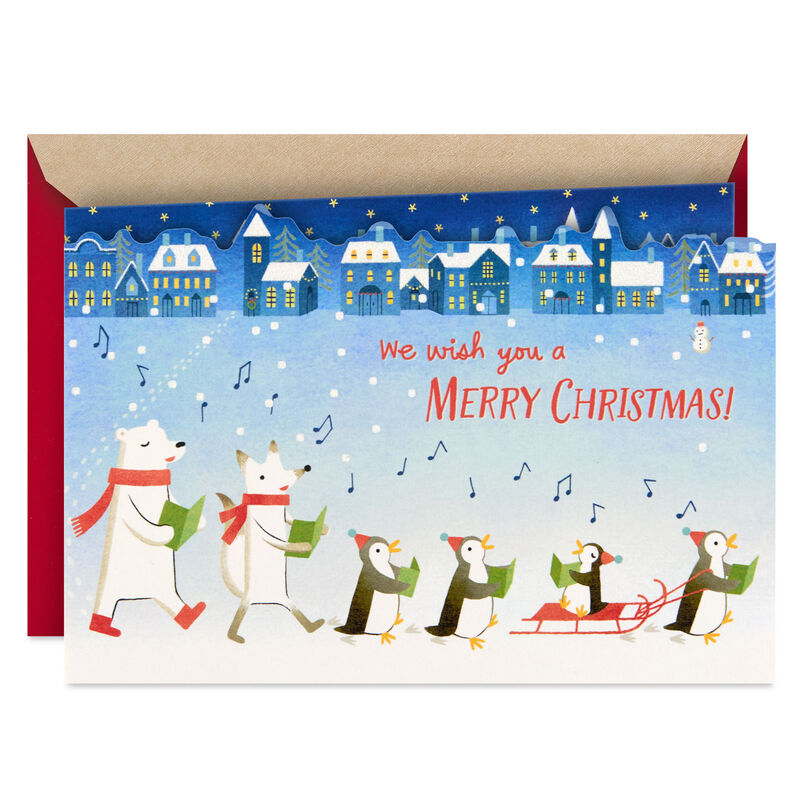Polar-Bear-and-Penguin-Carolers-PopUp-Christmas-Card_699XZH1237_01