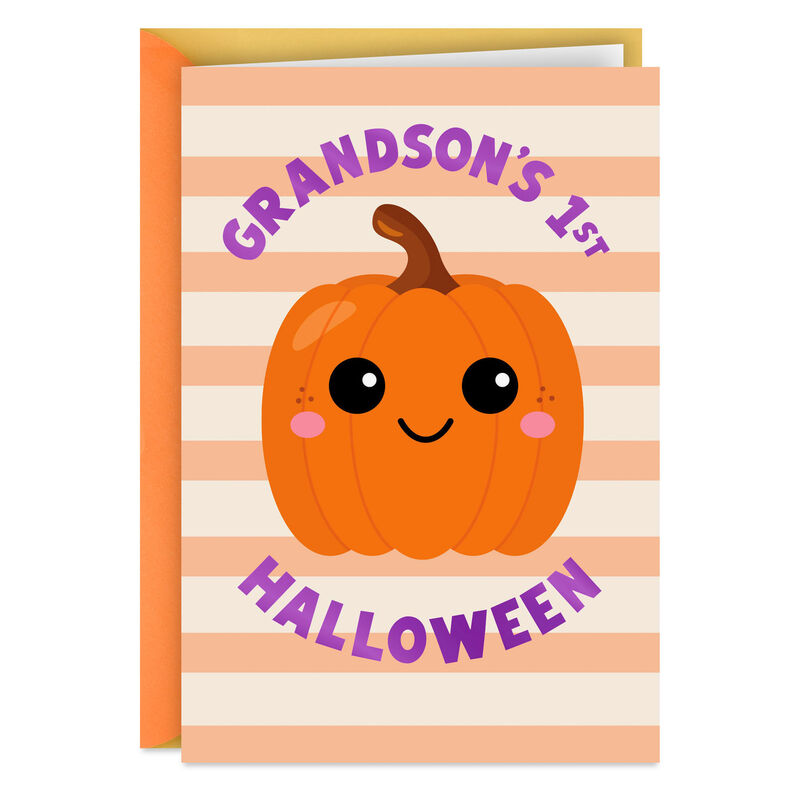 Pumpkin-Orange-Stripes-Grandsons-1st-Halloween-Card_399HKD1126_01