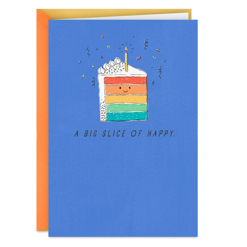 Rainbow-Layer-Cake-Slice-on-Blue-Birthday-Card_399HKB6575_01