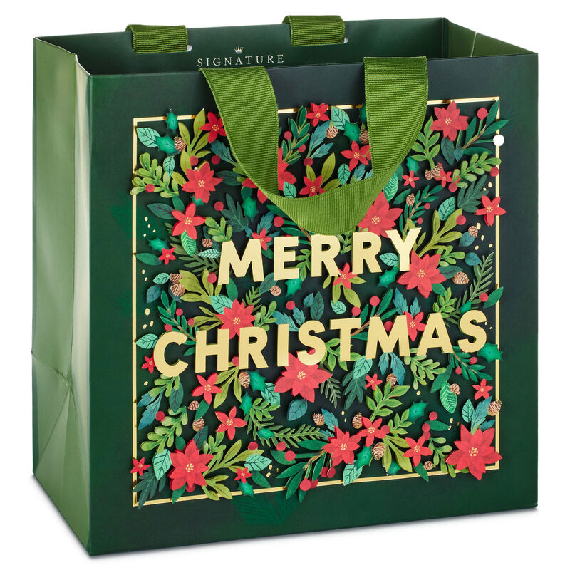 Red-Poinsettias-on-Green-Square-Holiday-Gift-Bag_1XSR8415_01