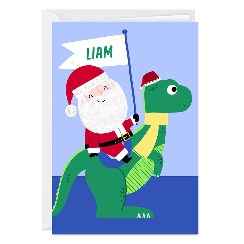 Santa-Riding-Dinosaur-Personalized-Christmas-Card_2PGM4354_01