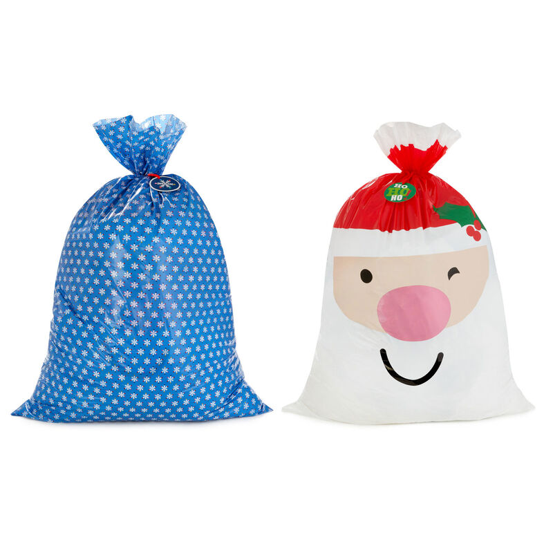 Snowflakes-and-Santa-Face-2Pack-Giant-Plastic-Christmas-Gift-Bags_5XGB1451_01