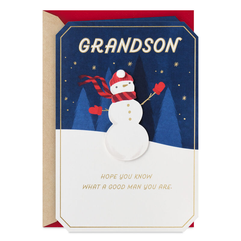 Snowman-in-Snowy-Forest-Grandson-Christmas-Card_599XZH6871_01