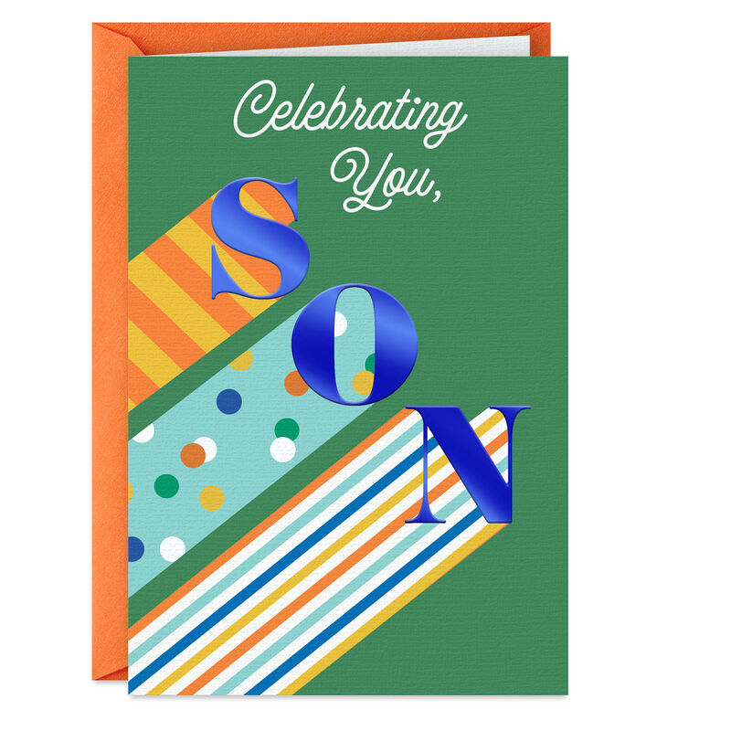 Stripes-and-Dots-on-Green-Birthday-Card-for-Son_299MAN4263_01