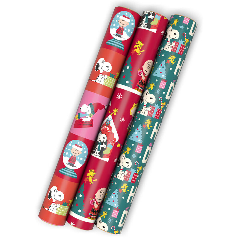 Teal-and-Red-Snoopy-3Pack-Mini-Xmas-Gift-Wrap-Rolls_5JXW1810_01