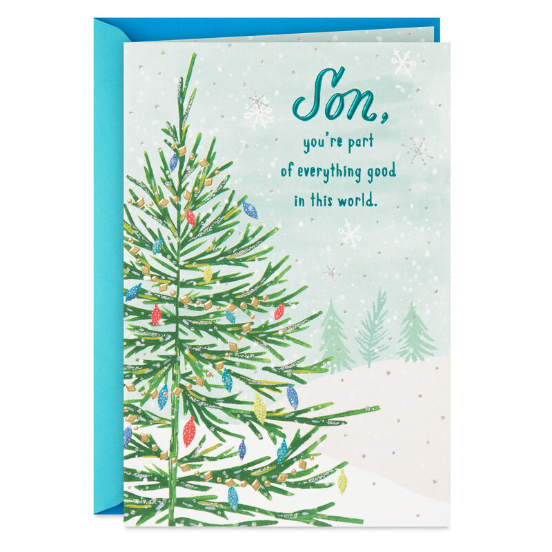 Tree-With-Lights-and-Snow-Christmas-Card-for-Adult-Son_499XZH4222_01
