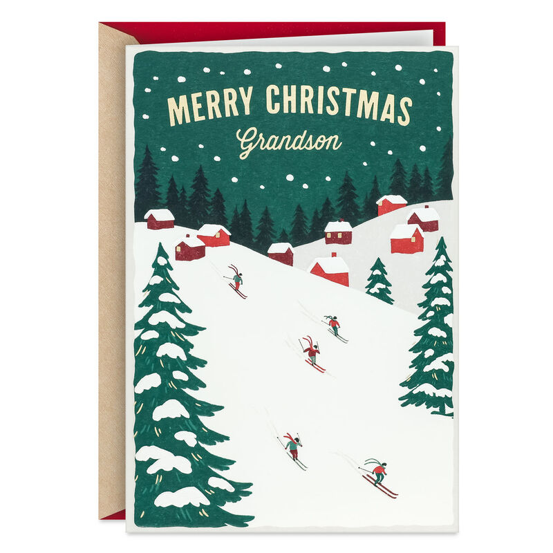 Vintage-Ski-Scene-Christmas-Card-for-Grandson_559XZH5243_01