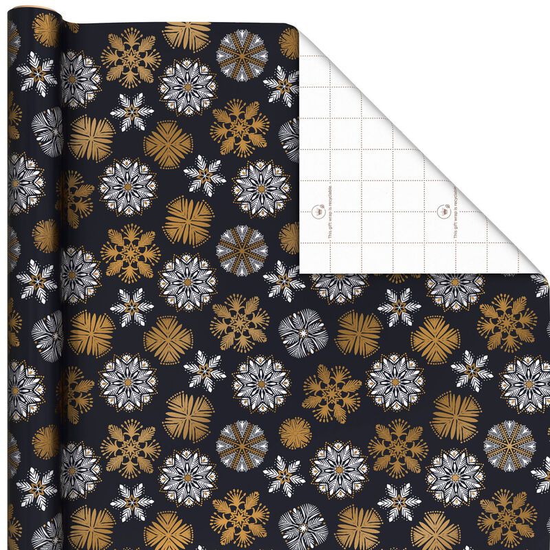 White-and-Gold-Snowflakes-on-Black-Wrapping-Paper_1XWR7567_01